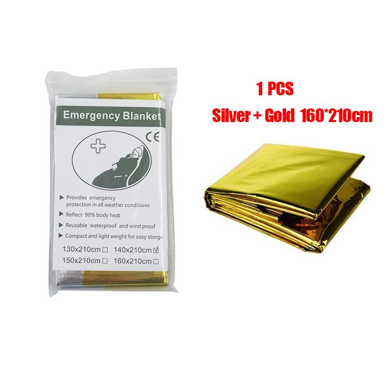 Emergency Thermal Poncho Blanket Lightweight Water-Resistant Windproof Sunshade Reusable First Aid Mat Pad Cover for Camping