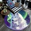 Weißer Wolf Runder Teppich, Teppich für Wohnzimmer Schlafzimmer Sofa Spielzimmer Dekor, Rutschfeste Bodenmatte