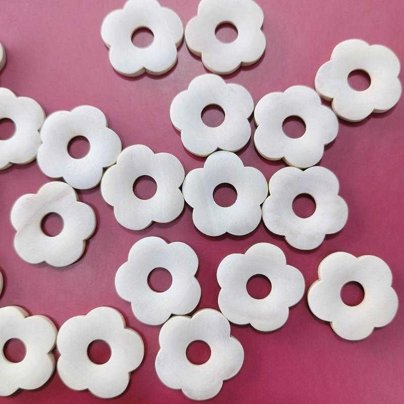 10 Pcs Wooden Flower-Shaped Spacer Beads Blanks Flower Earring Findings Charm for DIY Necklace Earrings Jewelry Making