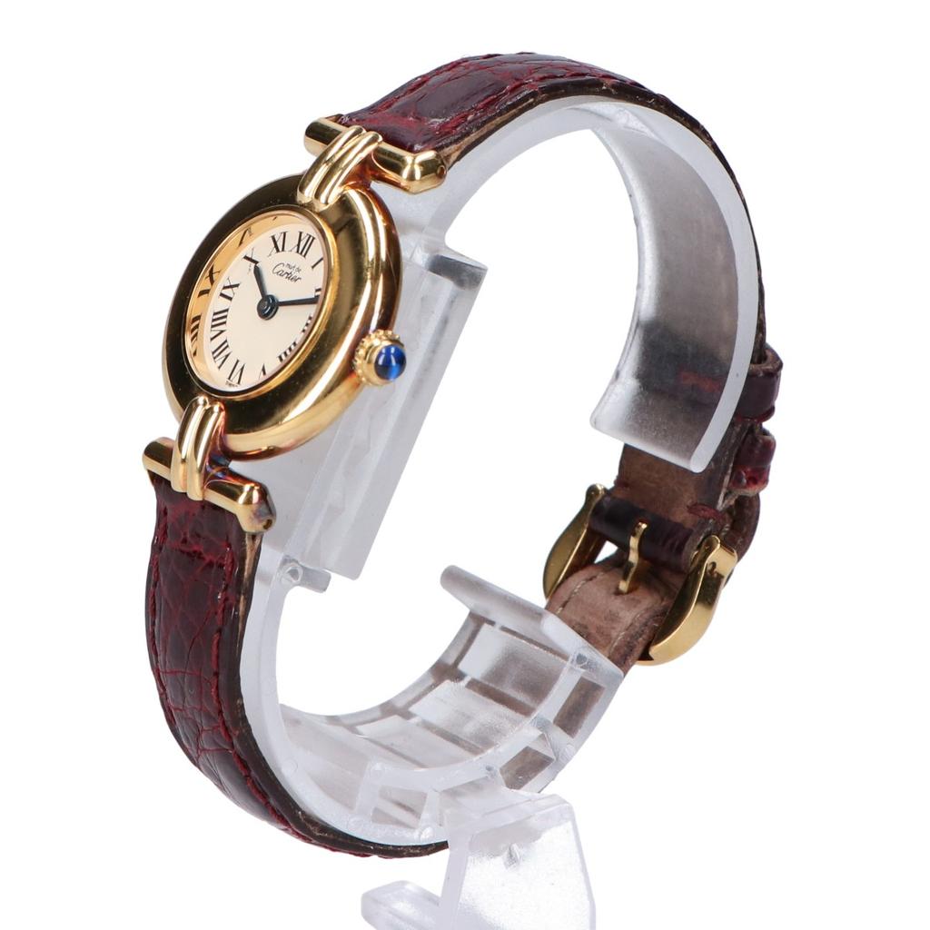 Cartier 590002 161550 Must Colisee Vermeil SM Quartz Watches Gold/Bordeaux alligator strapUsed