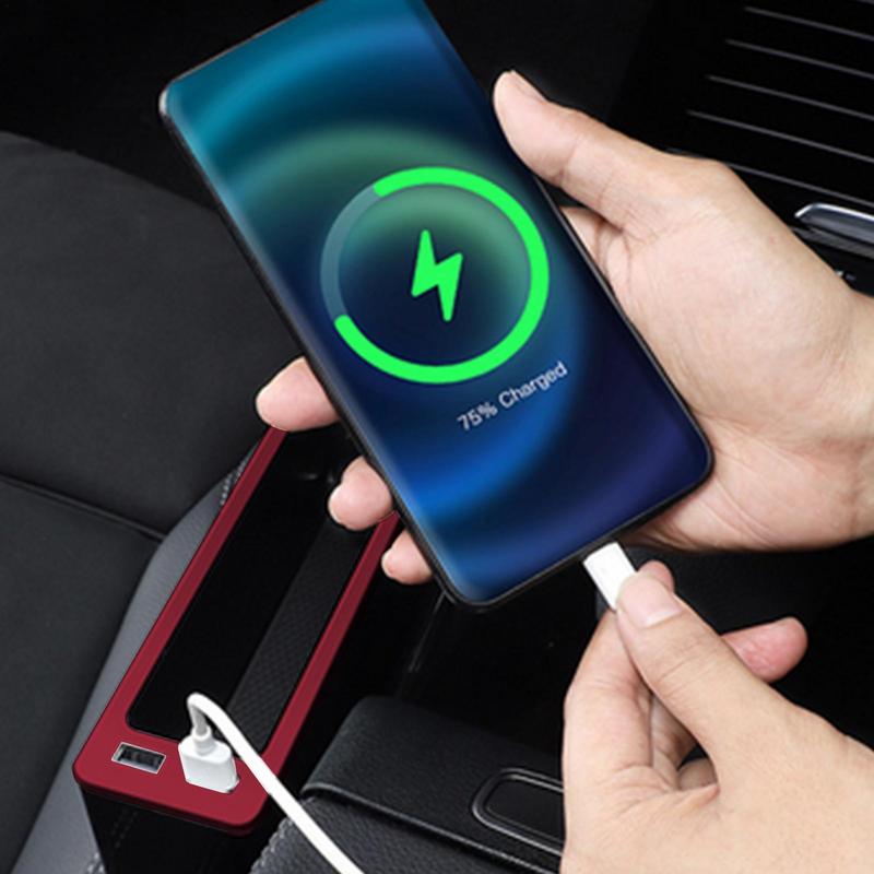 Car Seat Gap Filler Multifunctional Auto Seat Crevice Filler With 2 USB Charging Ports Reusable Console Side Pocket Organizer