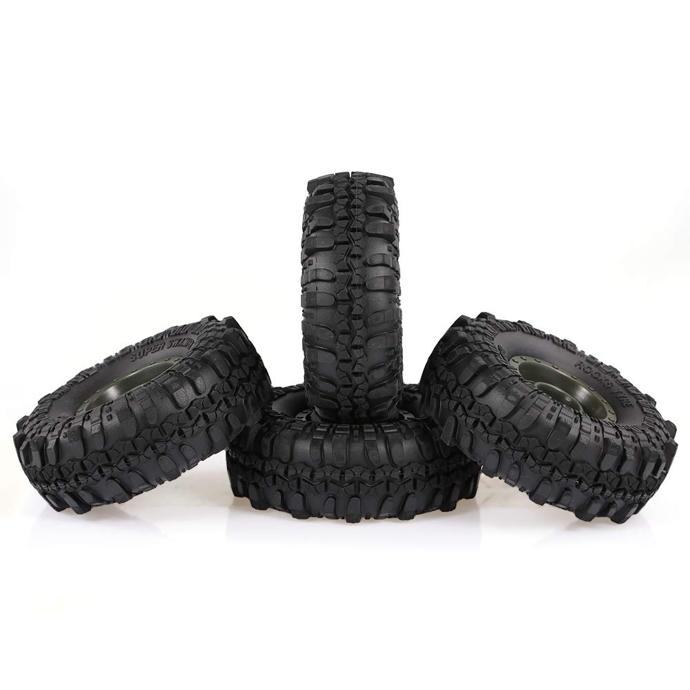 Goolsky 4pcs AUSTAR 110mm 1.9" Rim Rubber Tire Wheels for 110 RC Car Traxxas HSP Redcat RC4WD Tamiya Axial SCX10 D90 HPI RC Rock Crawler