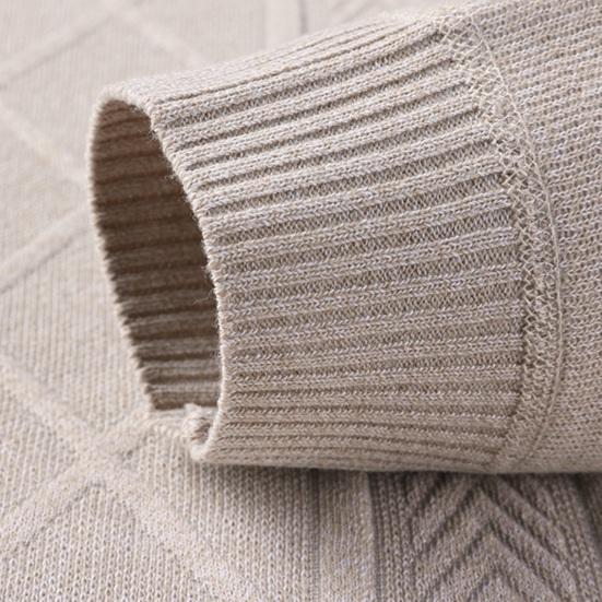 Fall Winter Sweater Round Neck Long Sleeves Solid Color Thick Stretchy Loose Knitted Warm Pullover Mid Length Daily Wear Top