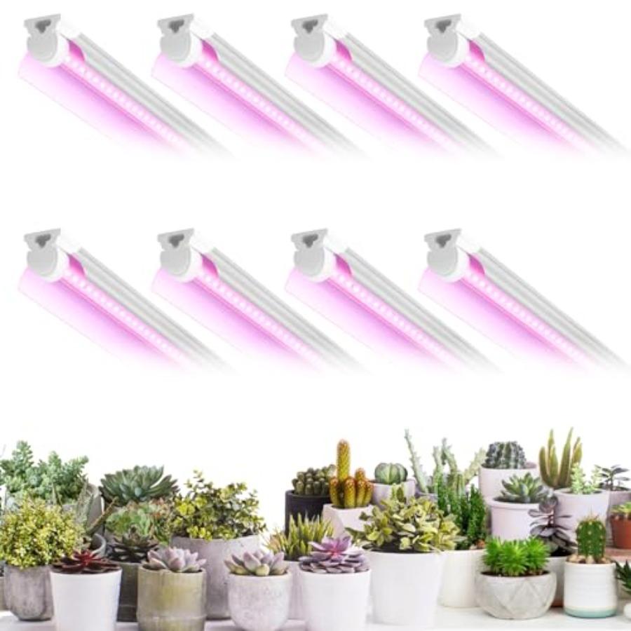 

8 Pack LED Grow Light 4FT Upgrade 336W 8×42W High Intensity Full Spectrum Indoor Grow Lights with High PPFD Value T8 Grow Light