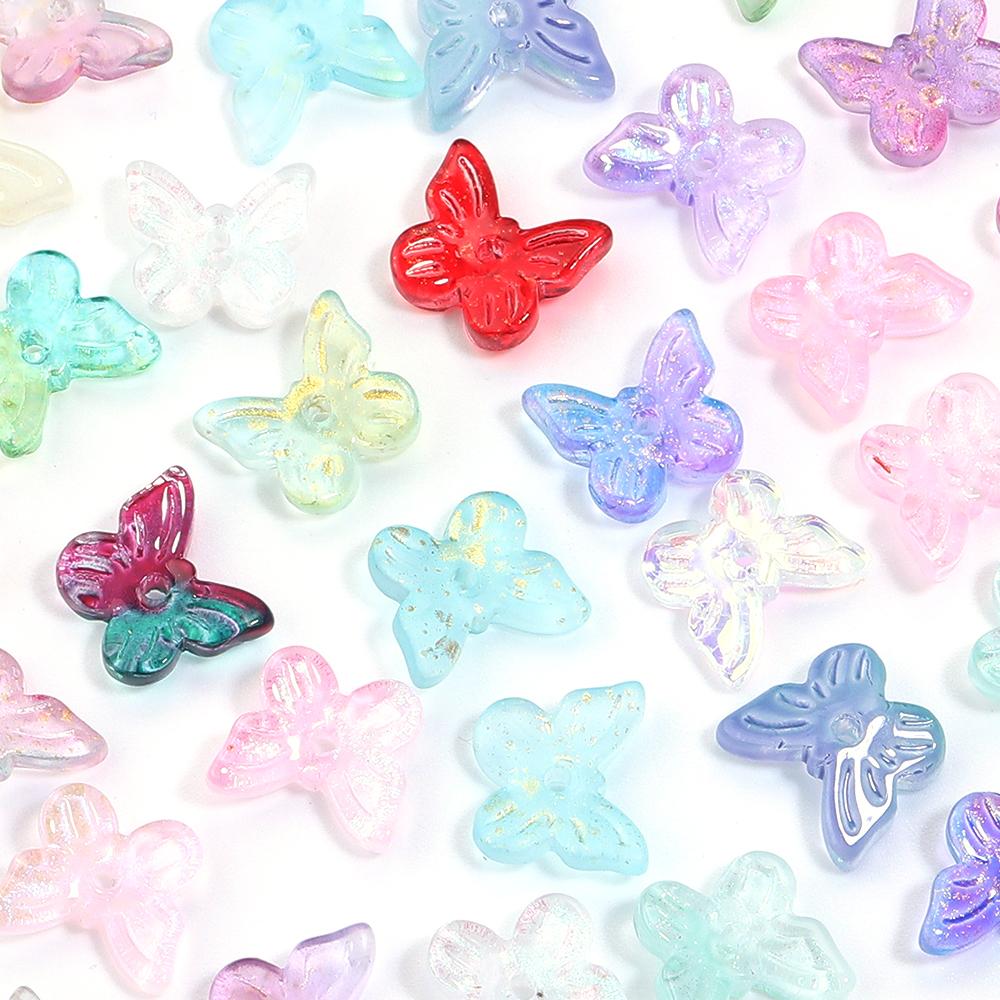 50pcs/lot Colorful Butterfly Czech Glass Beads Lampwork Spacer Beads For Jewelry Making DIY Bracelet Clothing Headwear Findings