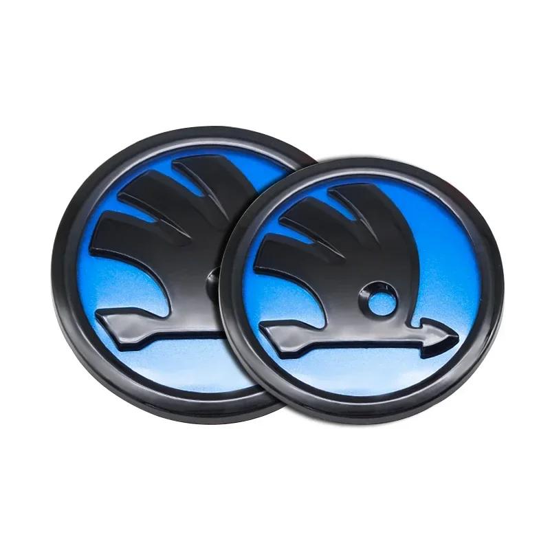 

Car Sticker 2025 New 2pcs Car Front Hood Badge Rear Trunk Emblem Replacement Sticker For Skoda Yeti VRIS Rapid Octavia a5 a7 Kod 2Pcs 80mm