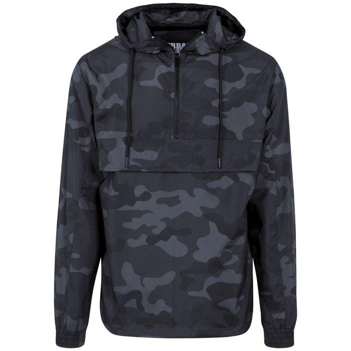 Coupe-vent - URBAN CLASSICS - Pull-over - Noir - Élastique - Capuche Avec Cordon De Serrage