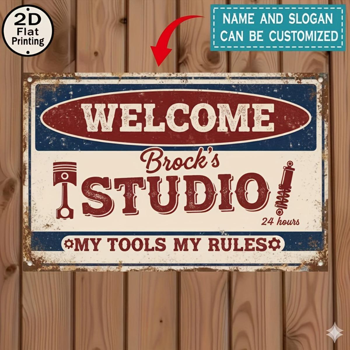 Custom Name Retro Mechanic Metal Sign Personalized Garage Wall Decor чёрный