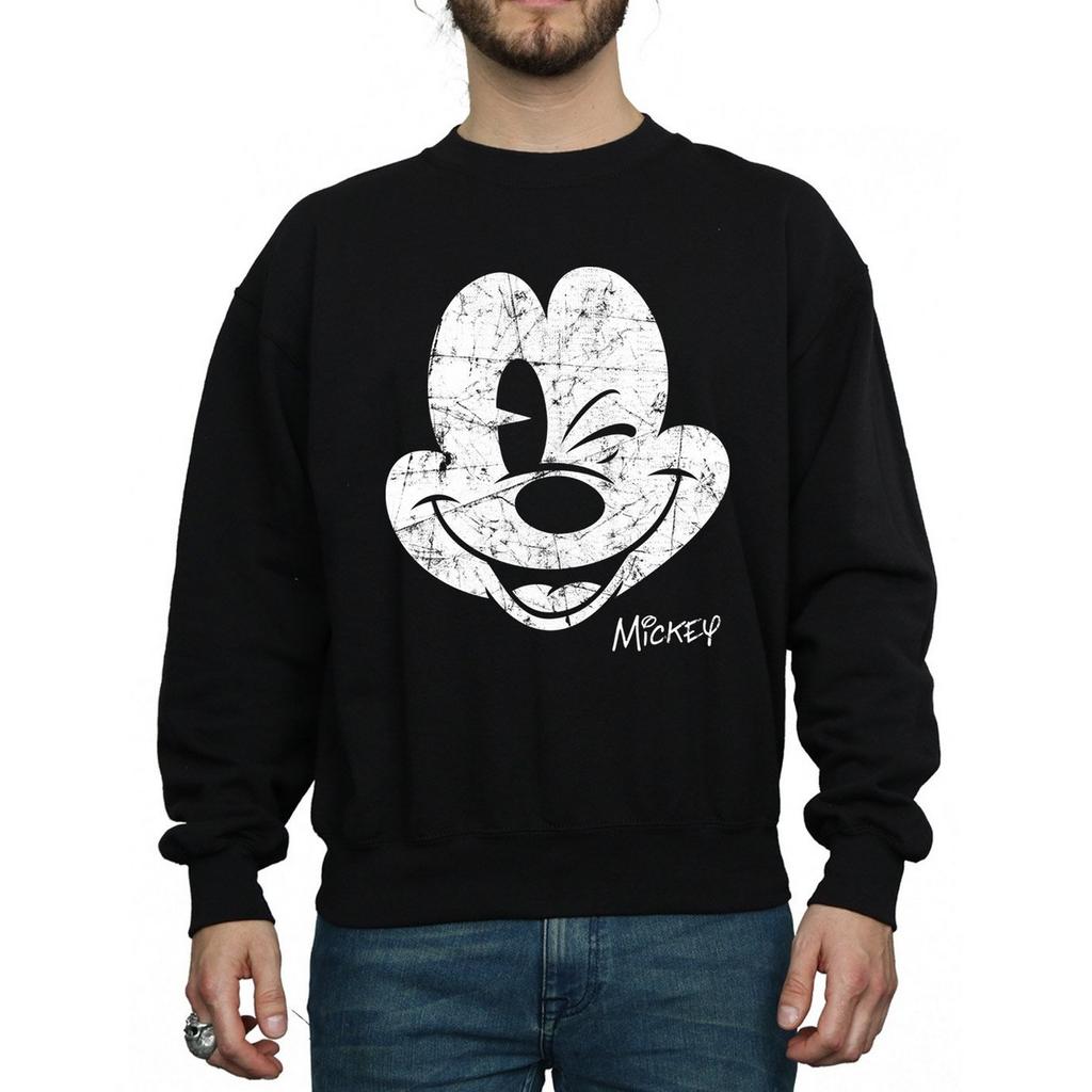 Disney Mens Mickey Mouse Face Sweatshirt