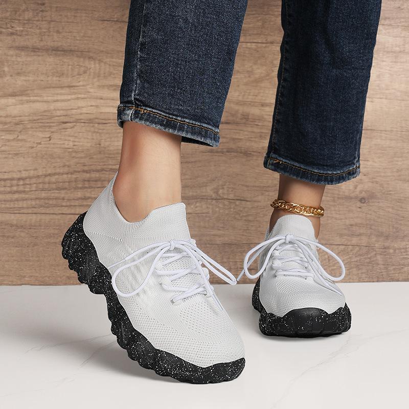 Exclusive for 20252025 large size sports women's shoes breathable fly-woven socks shoes one-pedal lazy shoes