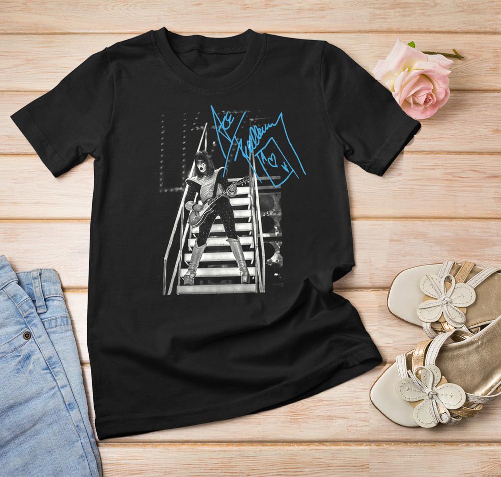 Новая футболка Ace Frehley Sign Alive II Все размеры Черный Мужская D2005 Унисекс Футболка XXXL