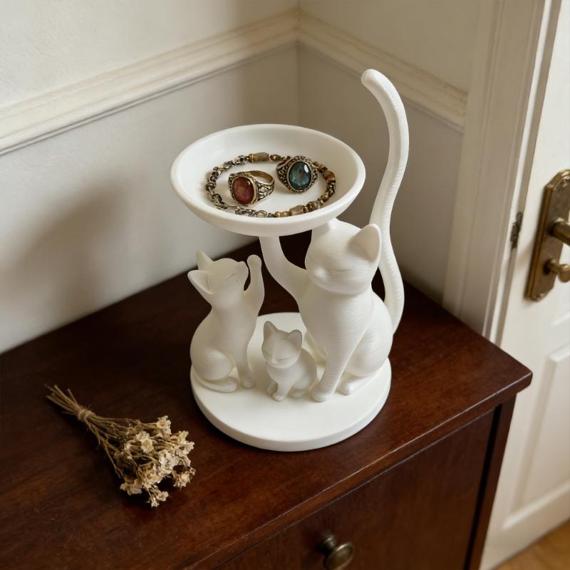 Black Cats Shaped Jewelry Tray For Necklace Bracelet Keys And Small Items Storage Elegant Bedroom Decoration