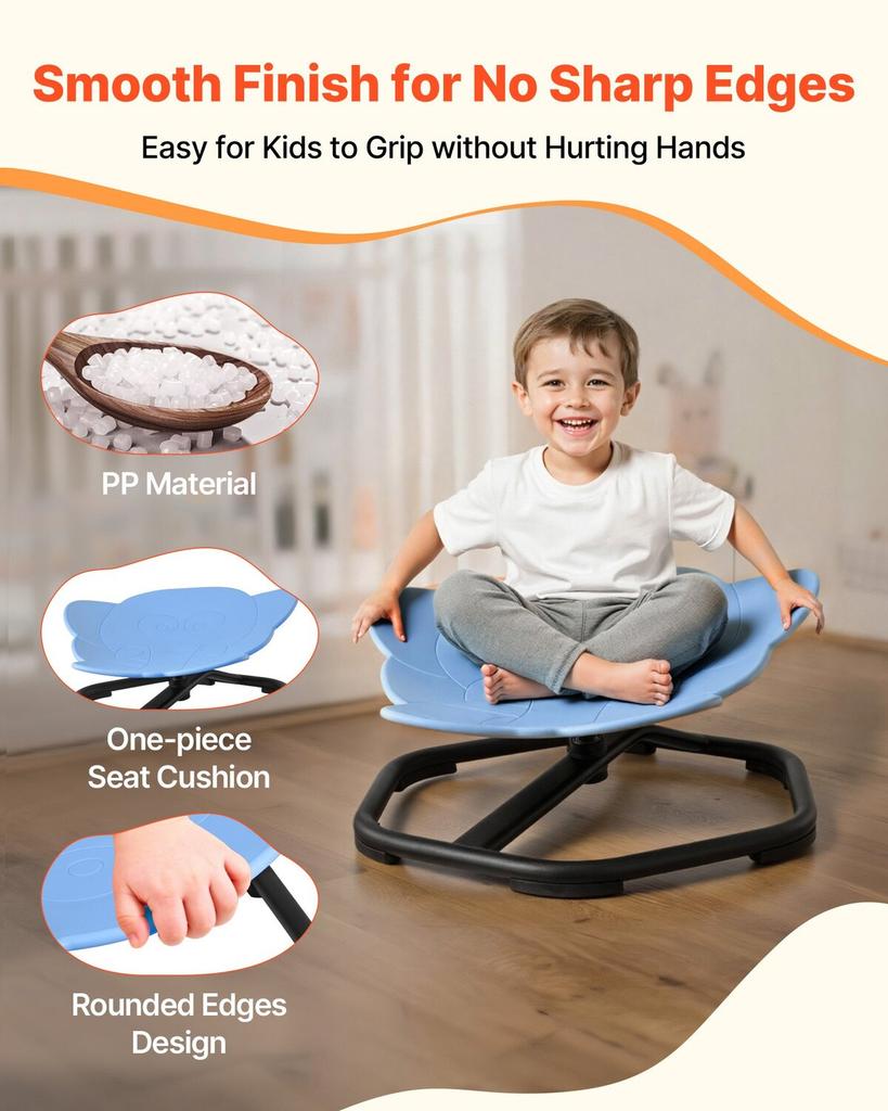Kinder-Drehstuhl, Belastbarkeit 100 kg, Sensorischer Drehstuhl in Elefantenform, Sensorischer Spielsitz für autistische Kinder mit rutschfester Metallbasis, Kleinkind Sit &