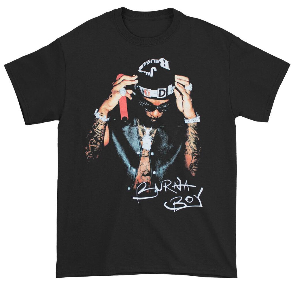 Herren Burna Boy Foto Logo T-Shirt XXLarge Schwarz