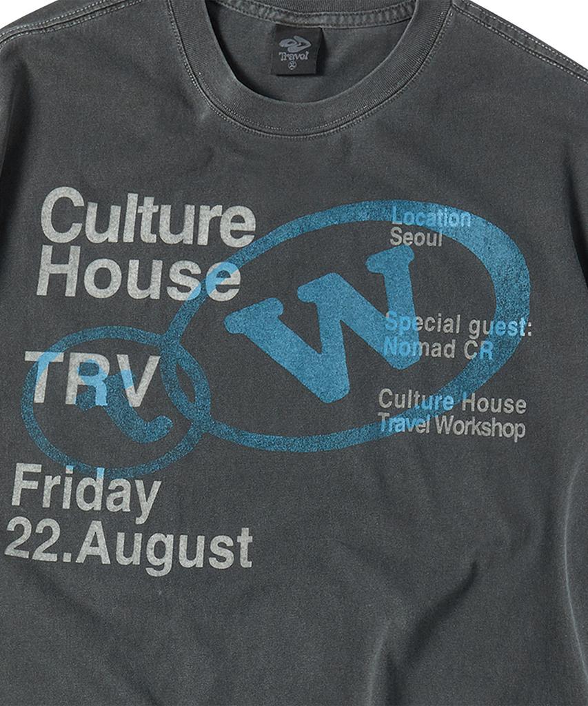 TRAVEL Culture House Pigment Short Sleeve T-Shirt Black Charcoal