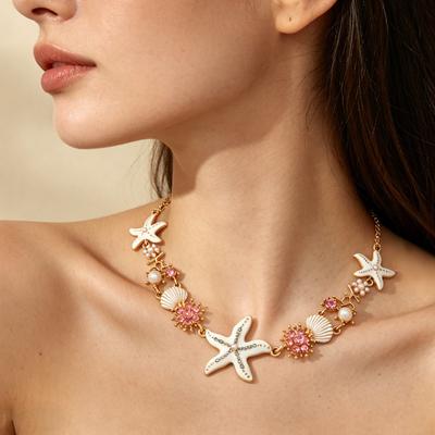 New Seaside Vacation Style Starfish Shell Necklace for Women Niche Exquisite Light Luxury High Beauty Versatile Collarbone Chain
