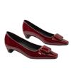 Square Toe Block Heel Mary Jane Slip-On Shoes with Buckle