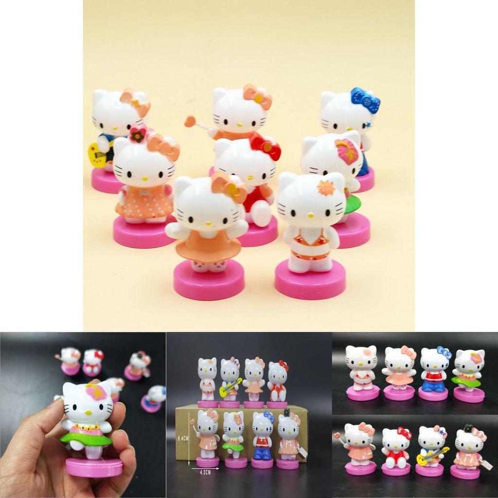 Entzückendes Hello Kitty Miniatur-Puppenhaus-Dekor Acht-teiliges Set Perfekt für Kuchen und Gärten