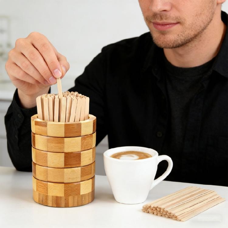 Traditional Design 101 Drink Stirrer Collection With Wooden Stand For Coffee Houses Home Lounges Restaurants