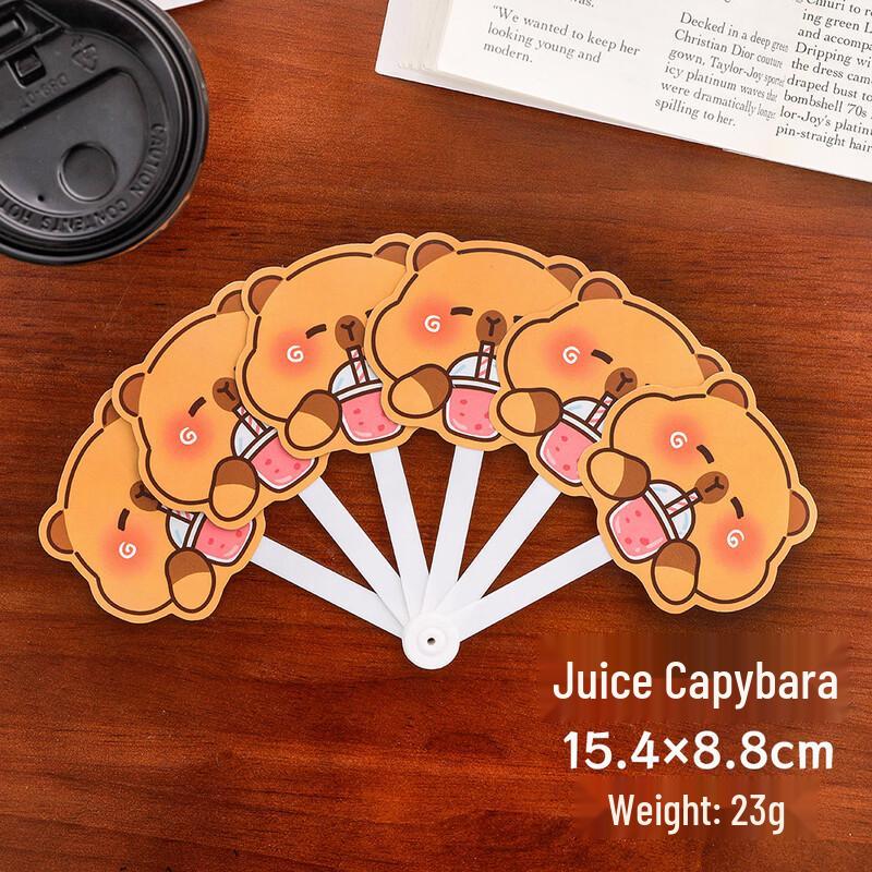Cartoon Capybara Portable Folding Hand Fans (10-Pack)