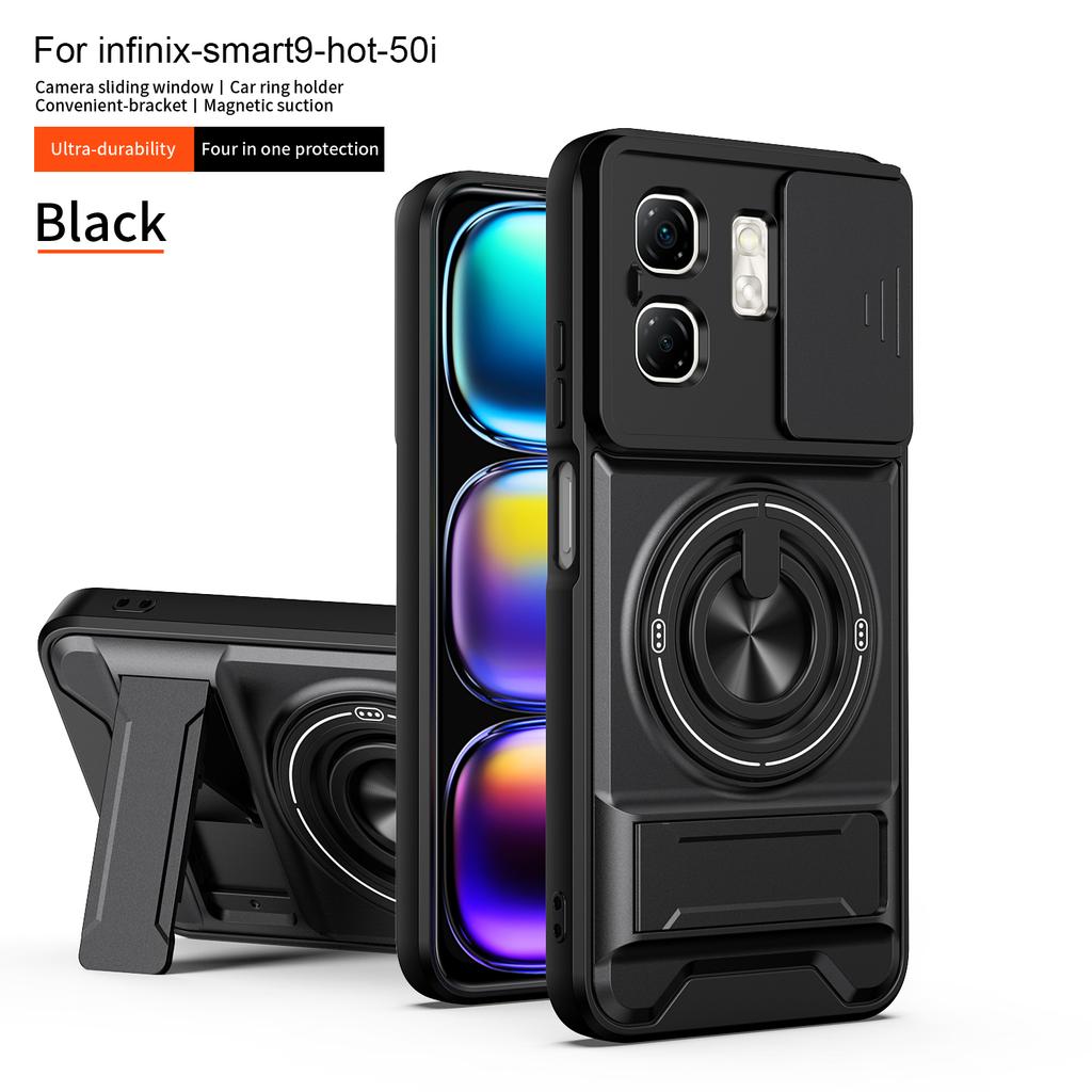 For Infinix Smart 9 Case Infinix Smart 9 HD Cover Hot 50i Magsafe Magnetic Fold Holder Military Armor Camera Protection Cover