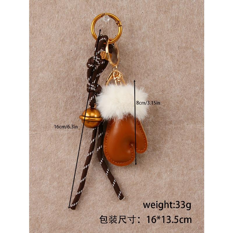 Fashion Personality Plush Cute Small Gloves Pendant Accessories Bell Braided Rope Bag Pendant Keychain