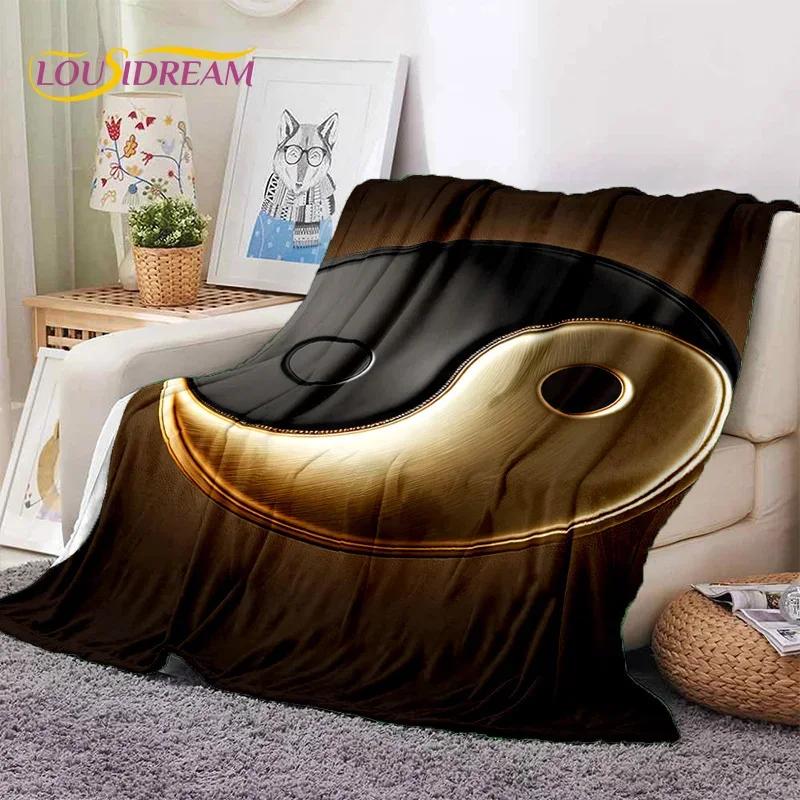 Natur Yin Yang Chinesische Tai Chi Bagua Weiche Flanelldecke für Betten Schlafzimmer Sofa Picknick, Überwurfdecke zum Zudecken Outdoor Nickerchen Geschenk