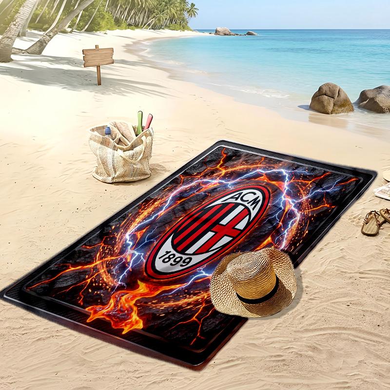 Asciugamano da Spiaggia Stampato AC Milan Asciugamano Morbido ad Asciugatura Rapida Coperta da Spiaggia Rettangolare Grande Portatile per Viaggi Piscina