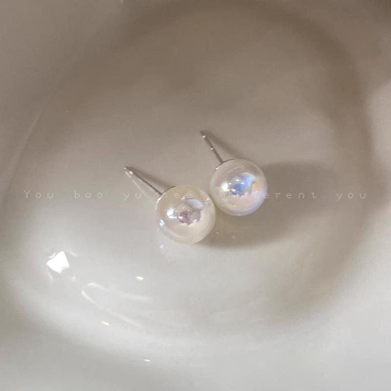 Fever colorful mermaid Ji pearl stud earrings women s French light luxury high-end earrings new earrings
