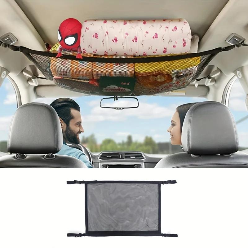 Double Layer Adjustable Roof Luggage Mesh Bag, Roof Storage Bag, Suitable for Cars, Long-distance Travel Storage Bag
