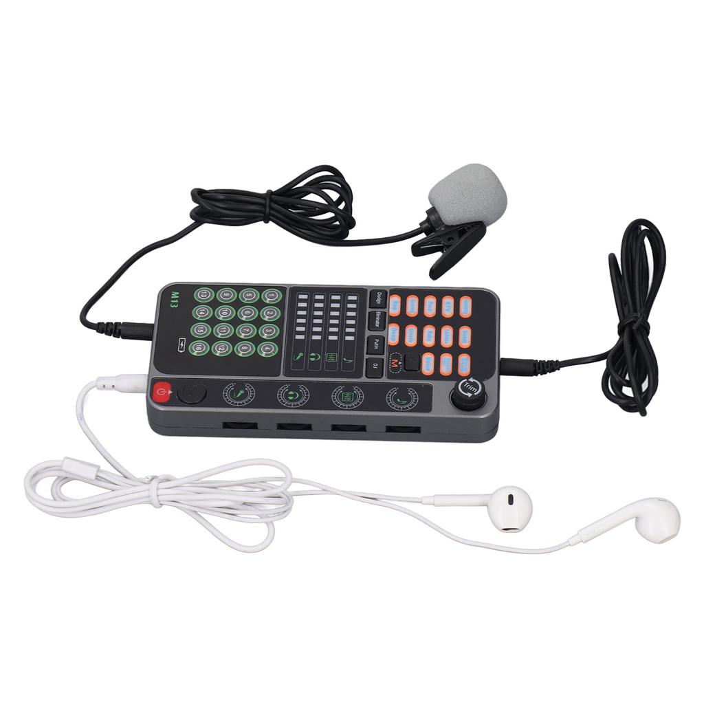 Voice Changer Live Sound Card Portable Voice Disguiser with Bluetooth DJ Controller for Live Streaming Singing Gaming