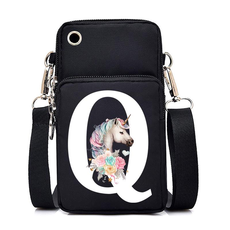 Unicorn Unicorn Letter Printing Black Oblique Span Bag Casual Portable Multi-Function Mobile Phone Bag