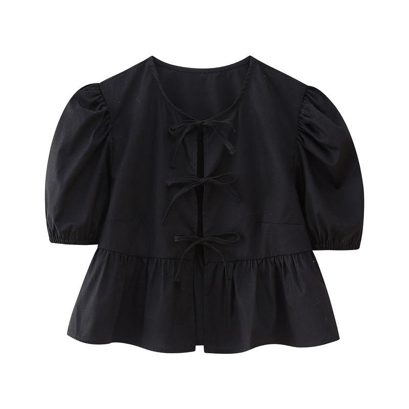 Kaslead Women's Fashion All-Match Puff Sleeve Top