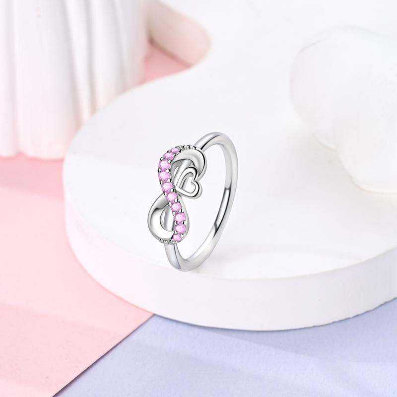 Original Damen Silberringe Funkelnder Rosa Herz Zirkonia Ring für Damen Mädchen Verlobungsschmuck Jahrestag Geschenk