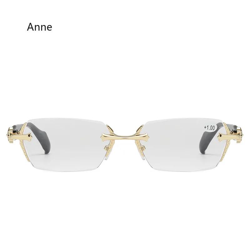 Anti Blue Light Rimless Reading Glasses Fashion Women Men Diamond Cut Edge Presbyopic Eyeglasses Anti-fatigue Eyewear