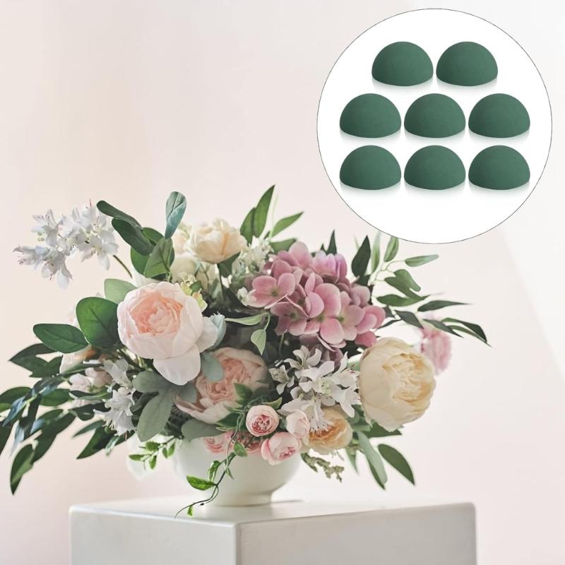 8Pcs Floral Dry Foam Half Balls Half Round Foam Block High Water Retention For Wedding Flower Bouquets Home Decoration