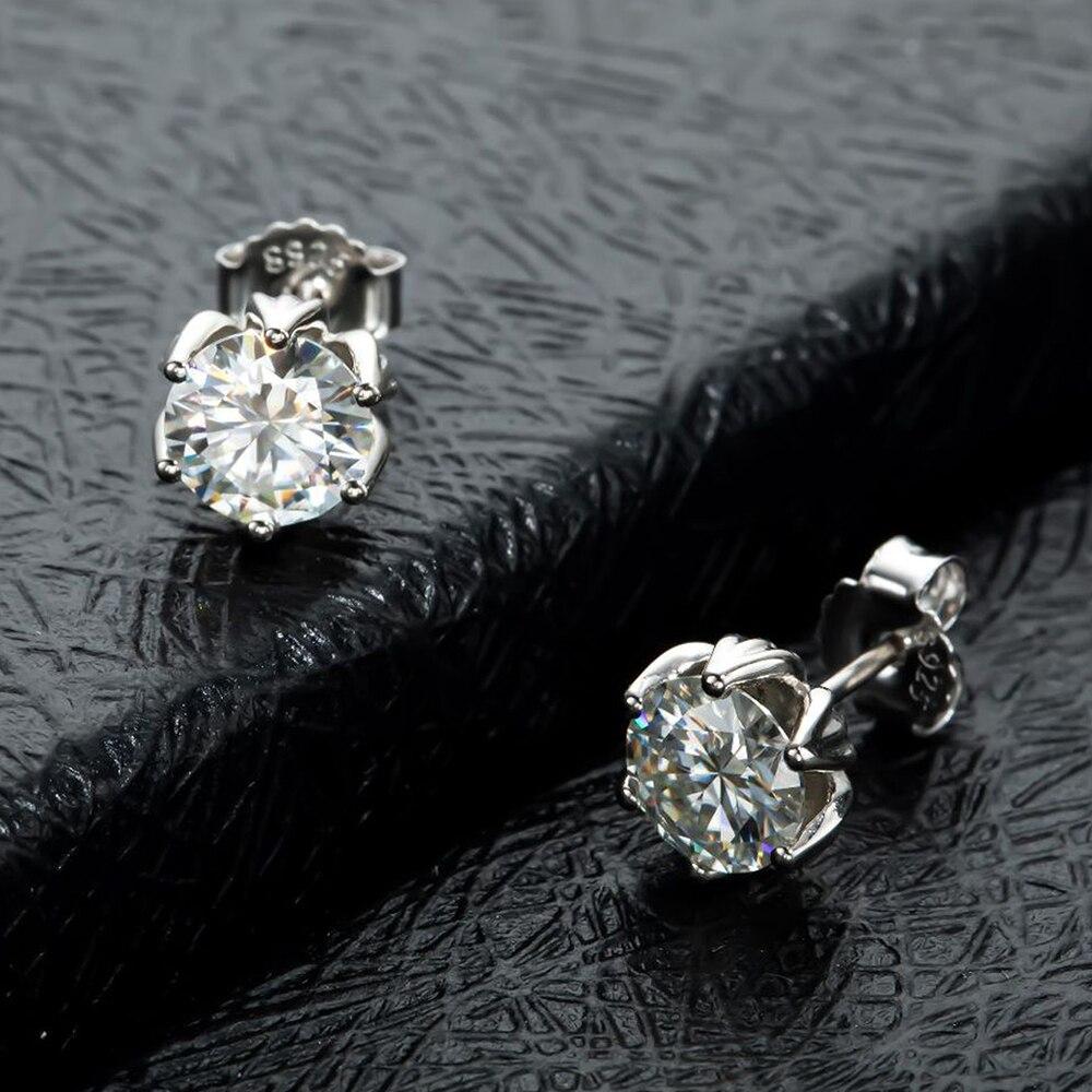 Orecchini a forma di loto con moissanite intarsiata da 2 carati in argento S925, per donne, regalo di gioielli