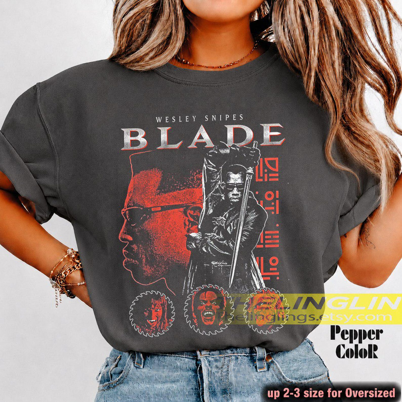 Blade 1998 Movie Unisex Softstyle T-Shirt - Wesley Snipes Vampire Hunter, 90s Film Tee, Cult Classic Shirt, Retro Horror Movie Top Gothic FD M