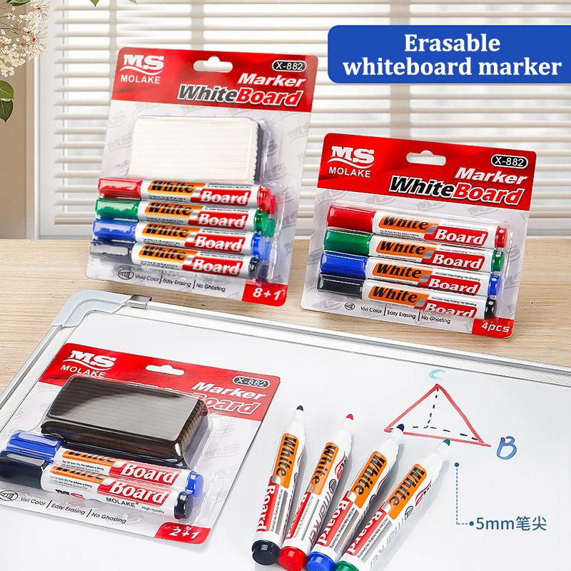 Whiteboard Marker Set,With Chalkboard Eraser,Refillable,Safe,Non-Toxic,High Capacity,For Office,Meetings,And Educational Use
