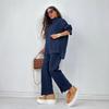 New Autumn and Winter Women's Fashion Casual Set, Solid Color Long-sleeved Shirt and Long Pants Split Two-piece Set