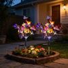 2/1PC Solar Butterfly Flower Floor Lamp, Outdoor Solar Courtyard Lamp, Metal Pole, Very Suitable for Garden, Courtyard and Lawn Decoration