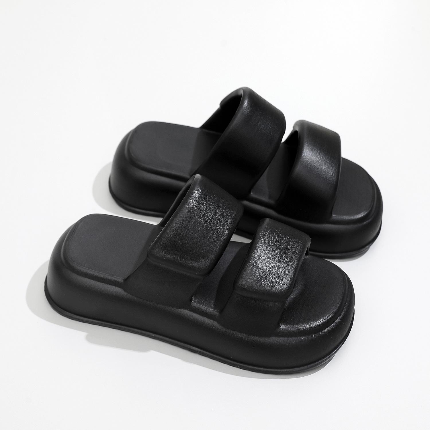 

Новые летние женские тапочки на толстой подошве. Модные и повседневные противоскользящие, износостойкие и удобные тапочки из материала ЭВА. 39-40 чёрный