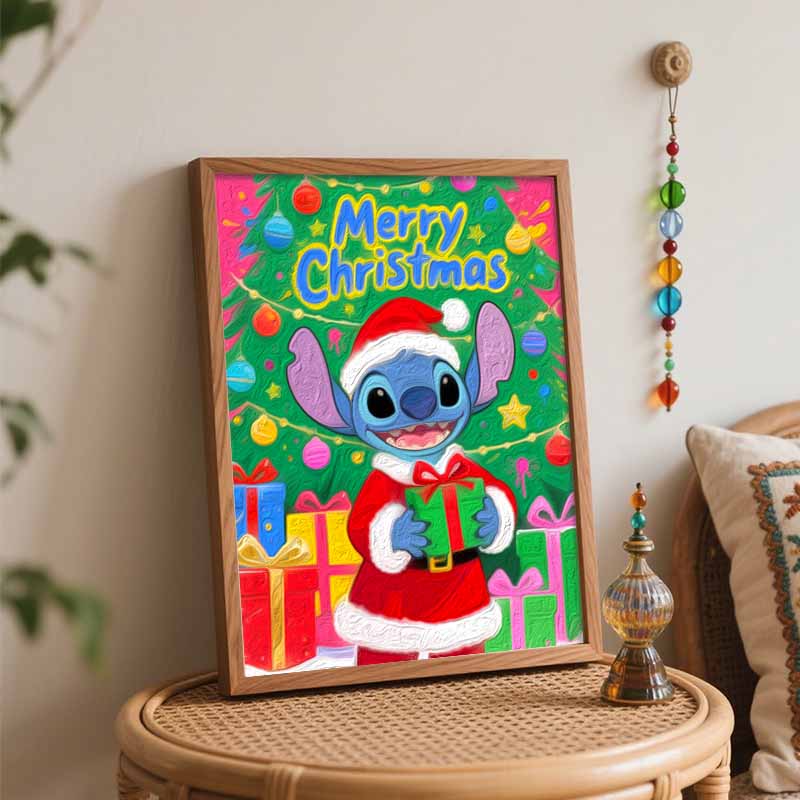 Disney Stitch Christmas oil painting art kit handmade painting diy home decoration