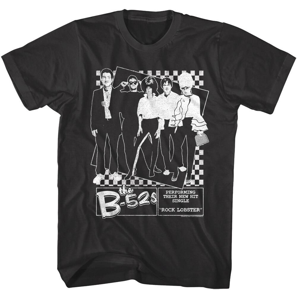 B52s Performing their New Hit Single Men T Shirt Rock Lobster Checkerboard M