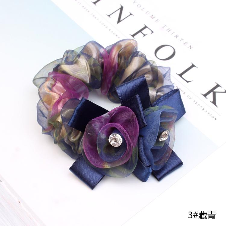 Korean Elegant Flower Scrunchies Women Girls Elastic Hair Rubber Bands Accessories Tie Hair Ring Rope Ponytail Holder Headdress
