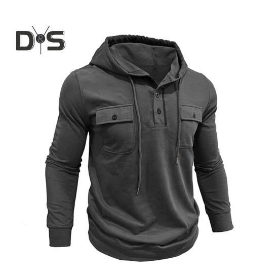 Toamnă, primăvară, pentru bărbați, top cu șnur, buzunare la piept, cu glugă, mâneci lungi, cu glugă, culoare pură, manșetă elastică, de lungime medie, sport casual