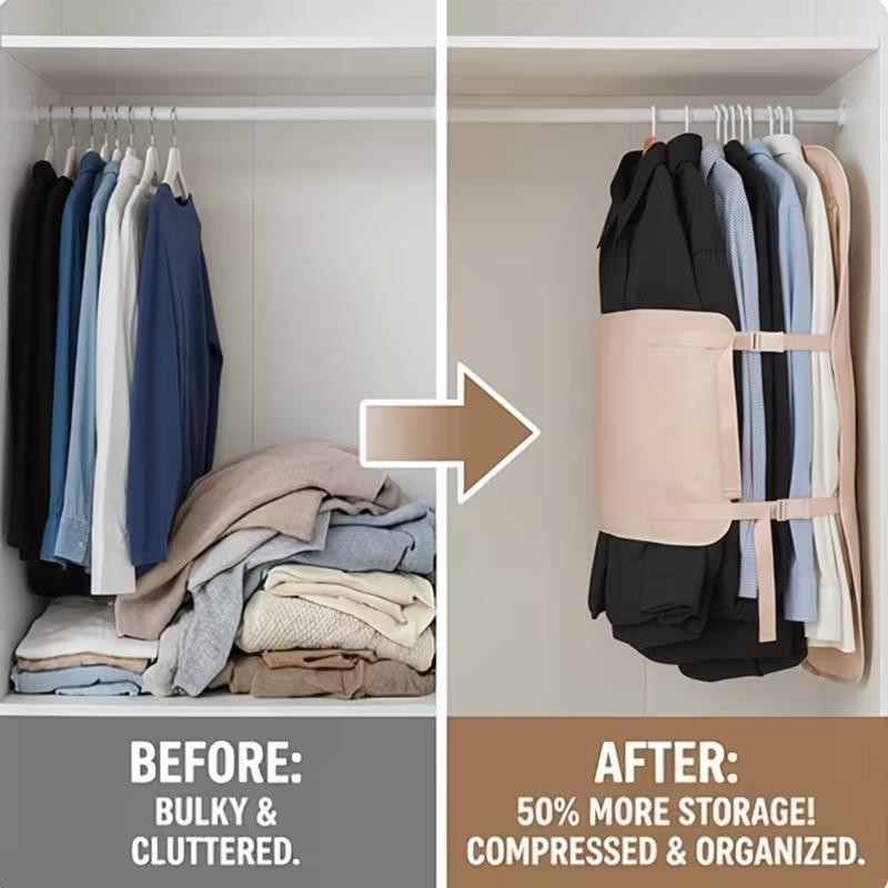 Dustproof Clothing Compression Board Large Capacity Foldable Clothes Dust Cover Space Saving Protective Garment Bag Cover