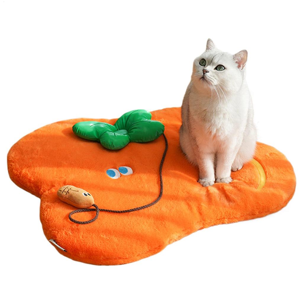 Cat Bed Pad Orange Small Dog Floor Blanket Washable Sleeping Beds For Indoor Relaxation Apartment Living Room Kitchen Home Daily