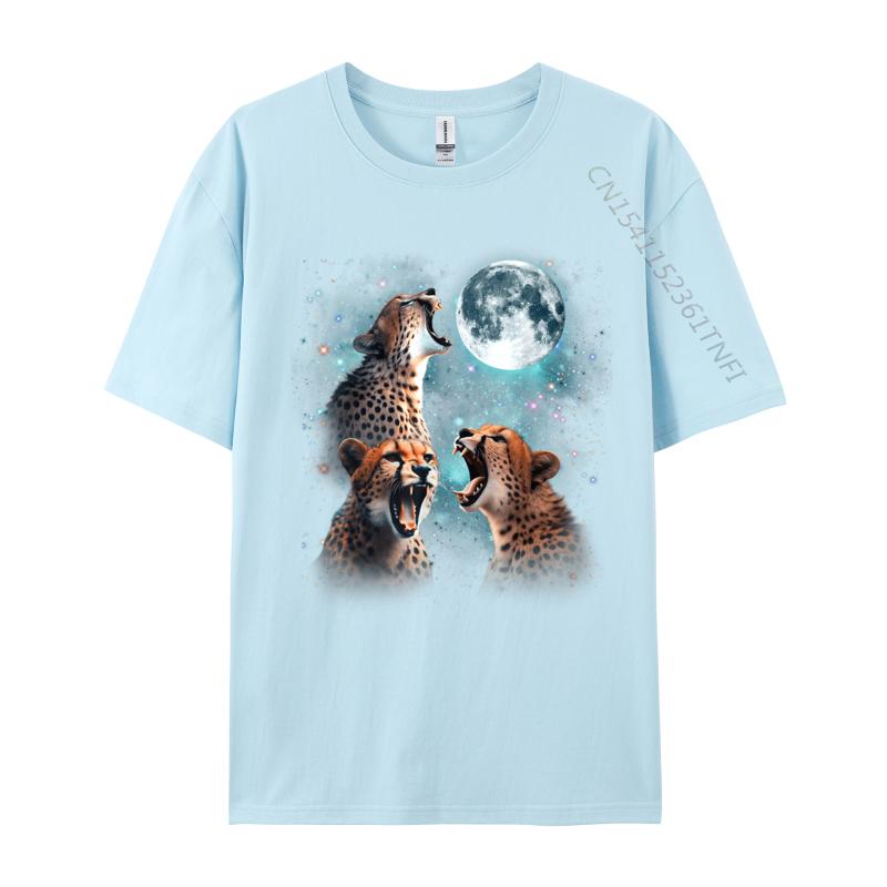 Unisex Tshirts 3 Cheetah Moon Howling Cheetah Head Funny For Fashion Leisure Tops Shirt Cotton Fabric Tshirts Design Tee Shirt