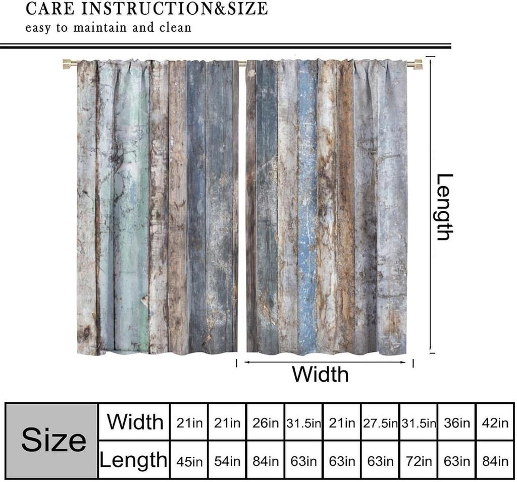 Wood Planks Blackout Curtains  Rustic Vintage Wooden Planks Farmhouse Print Rod Pocket Window Treatments Drapes for Bedroom Livin